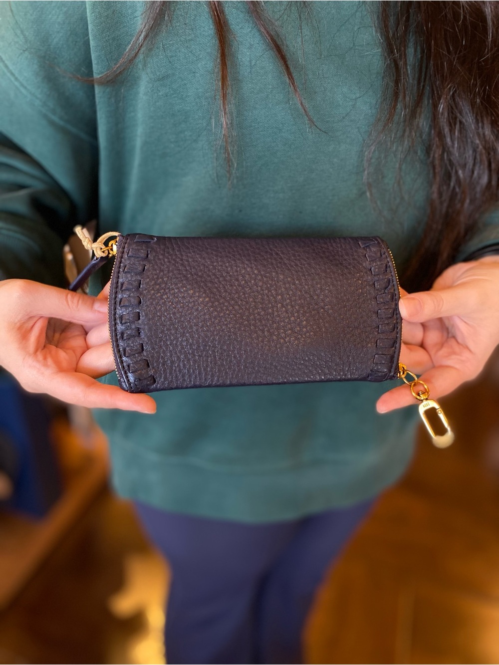 Hobo - Spark Double Eyeglass Case in Pebbled Leather Navy (NEW W/ TAGS)
